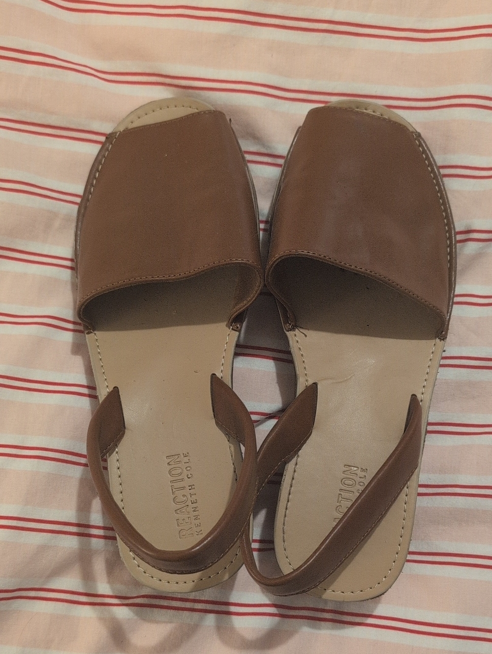 Kenneth Cole Reaction Brown Faux Leather Slingback Wedge Sandals